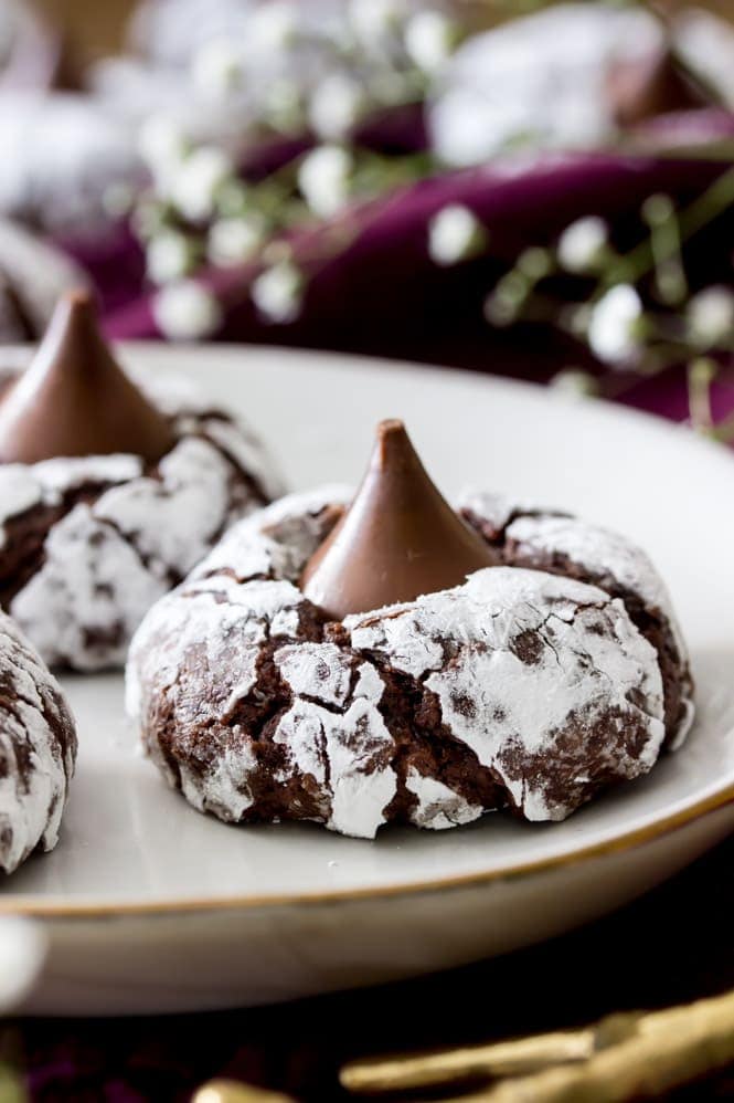 Chocolate kiss cookie on plate