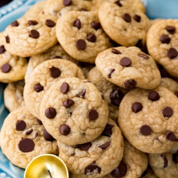 Plate of mini chocolate chip cookies