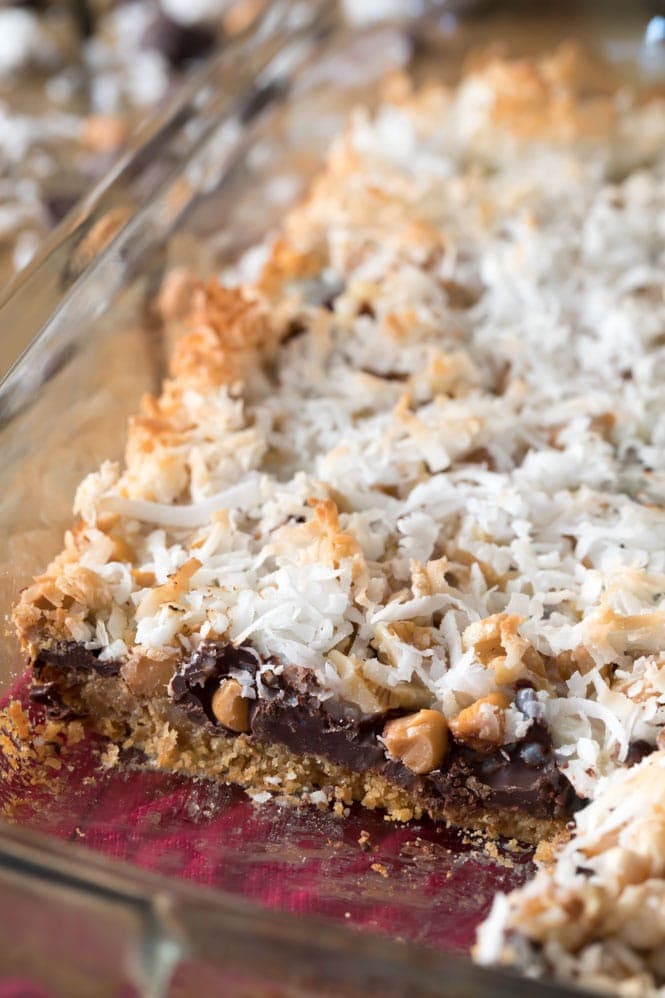 Magic Cookie Bars in a pan