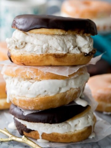 Stacked donut ice cream sandwiches