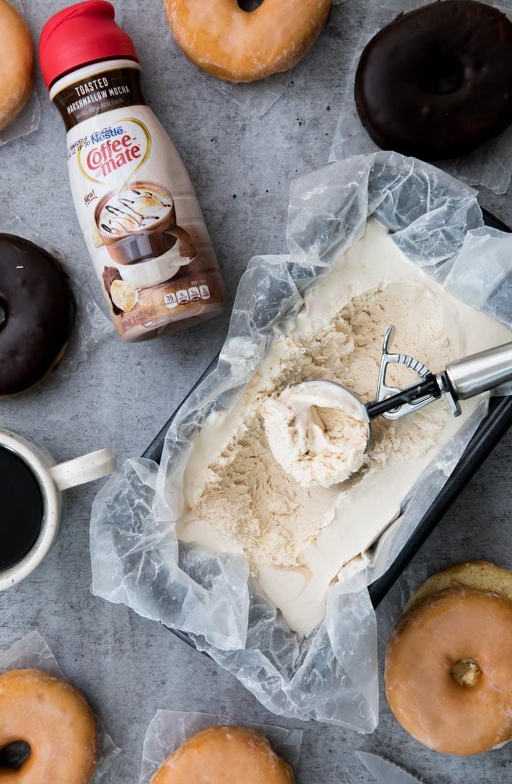 Ice cream scooped out of pan