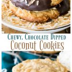 Chew, Chocolate Dipped, coconut cookies