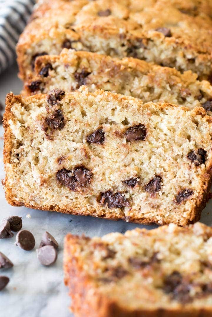 A melty slice of Chocolate Chip Banana Bread!