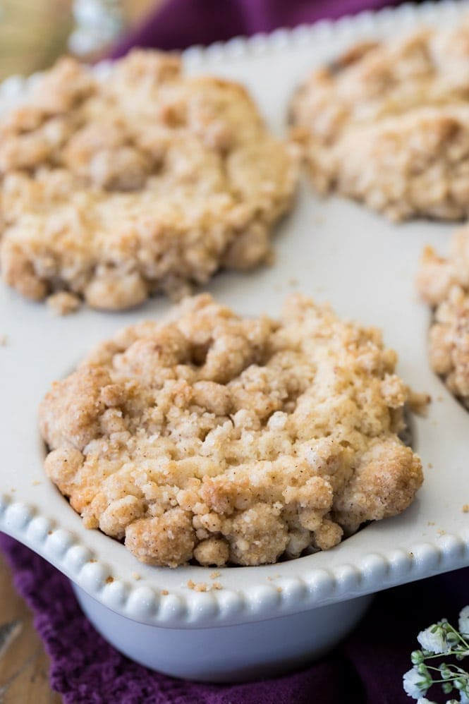 A pan of coffee cake muffins