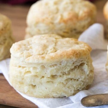 flaky biscuit on white cloth