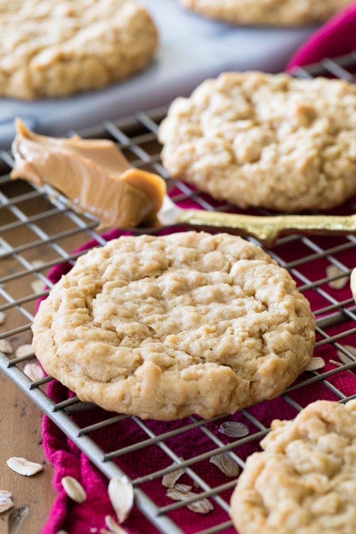 Oatmeal Peanut Butter cookie on cooling rack
