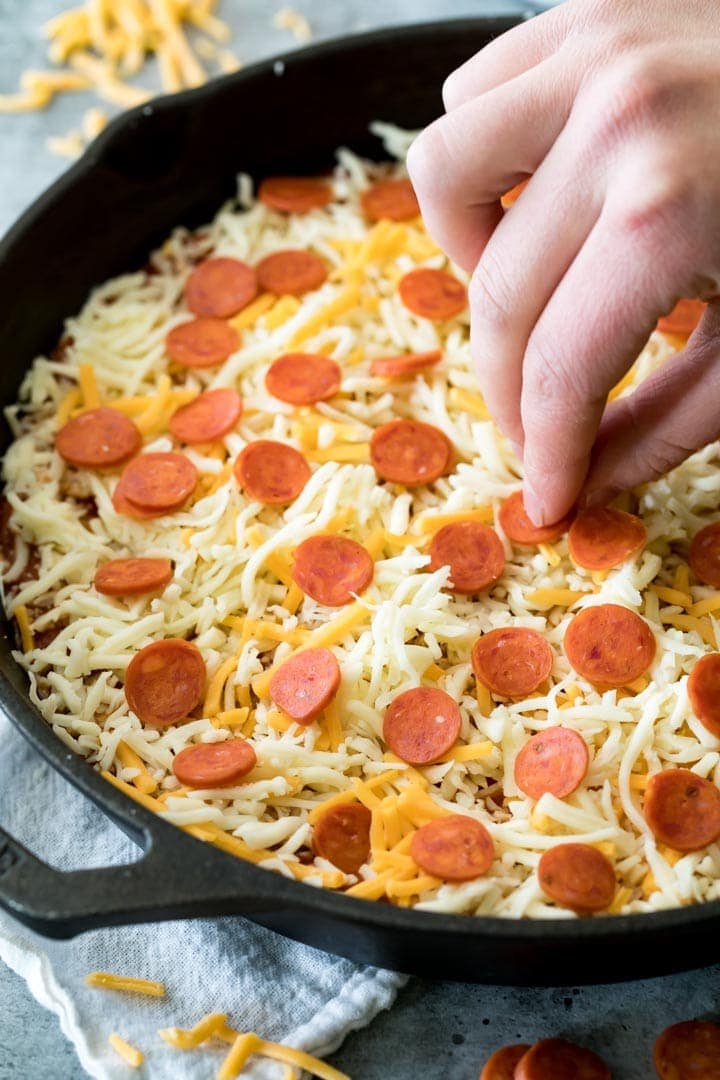 Adding Mini Pepperonis to Pizza Dip