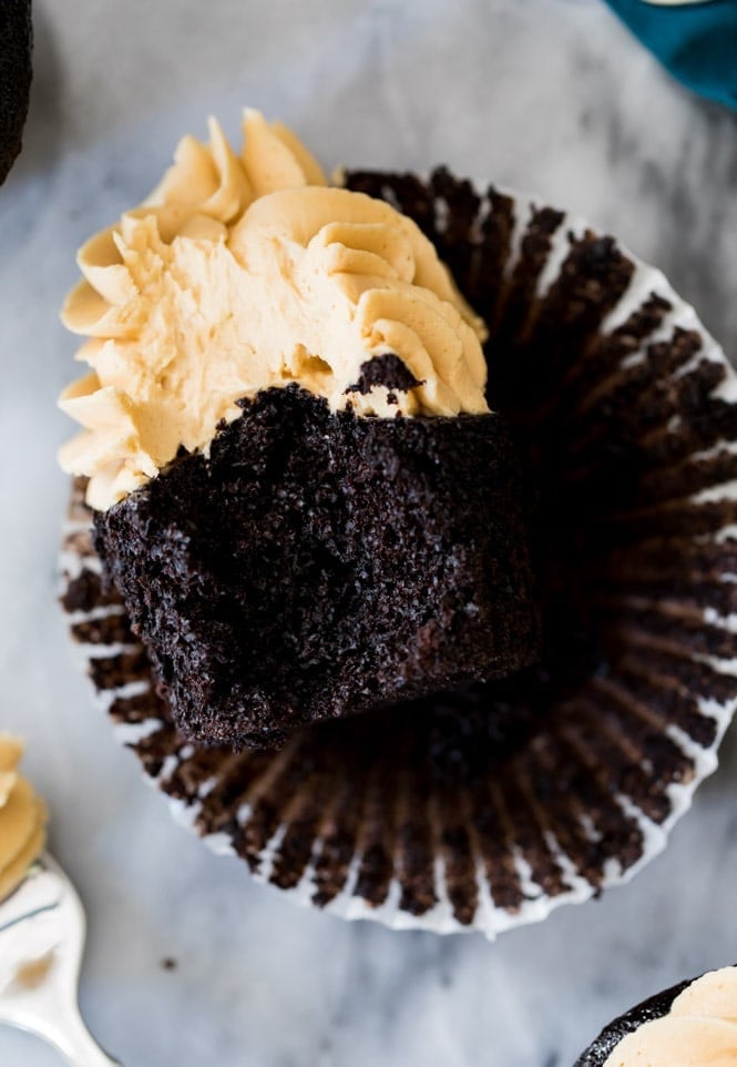 Dark Chocolate Cupcakes  with Peanut Butter Frosting   - 88