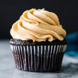 Dark Chocolate Cupcakes  with Peanut Butter Frosting   - 14