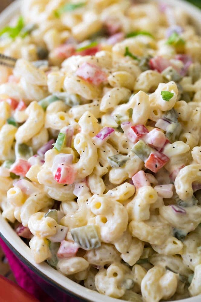 Macaroni salad with mayo-based dressing