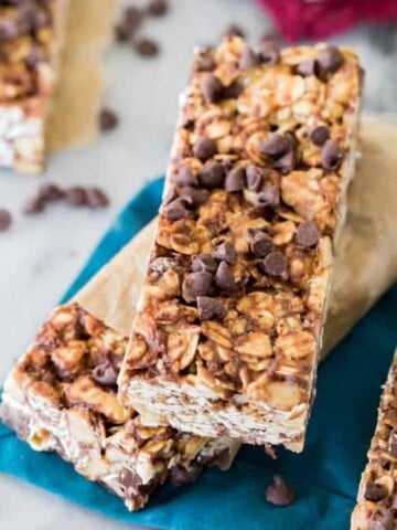two granola bars stacked on top of each other
