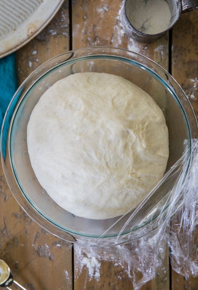 Pizza Dough Recipe with dough after it's risen