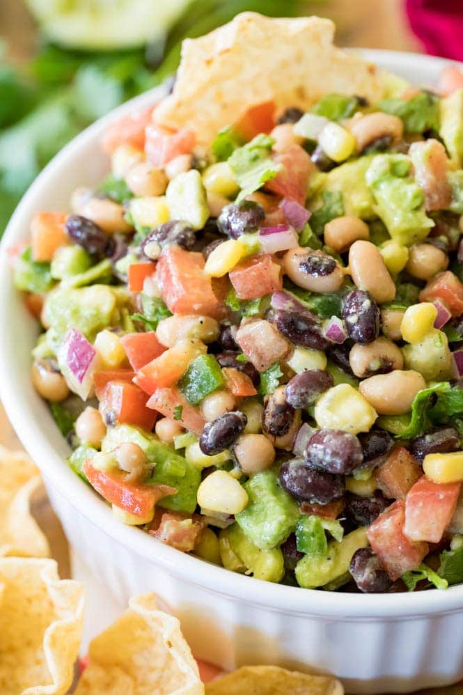 A white ramekin full of cowboy caviar