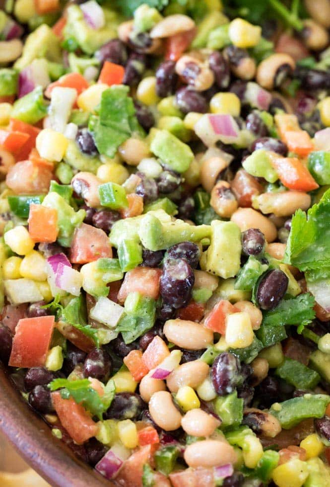 A large bowl of Texas Caviar