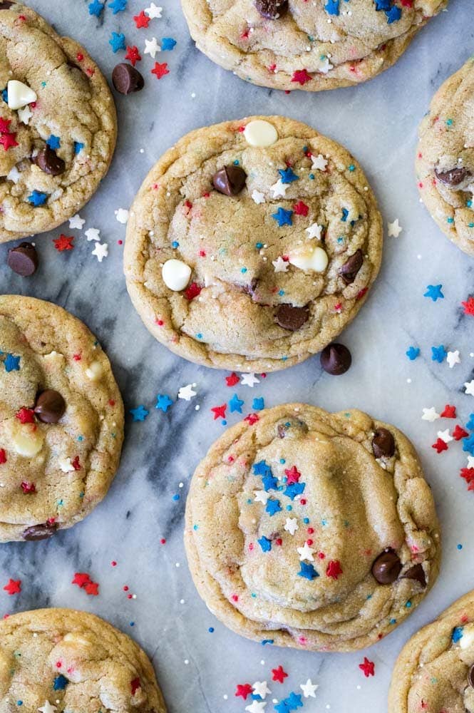 Festive Red White & Blue Chocolate Chip Cookies would be a perfect 4th ...