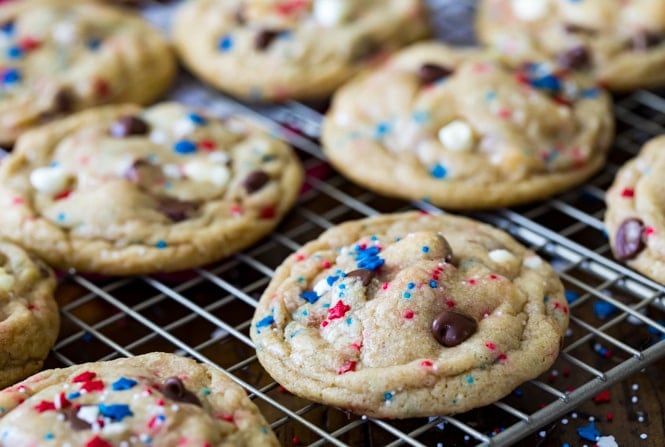 red white and blue chocolate chip cookies