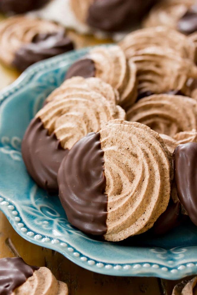 Chocolate meringues on a plate