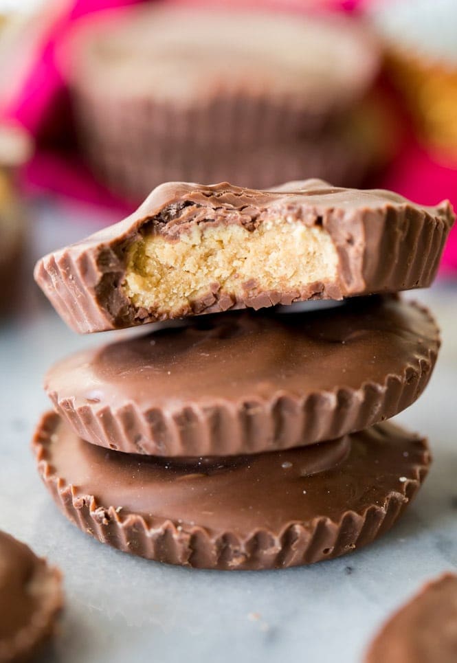 stack of three homemade peanut butter cups