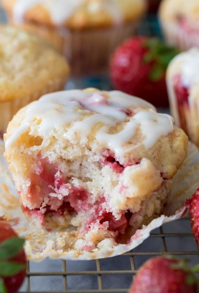 inside of a strawberry muffin