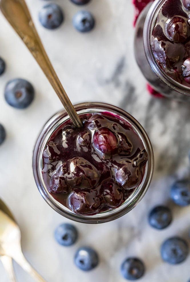 Blueberry sauce in a jar