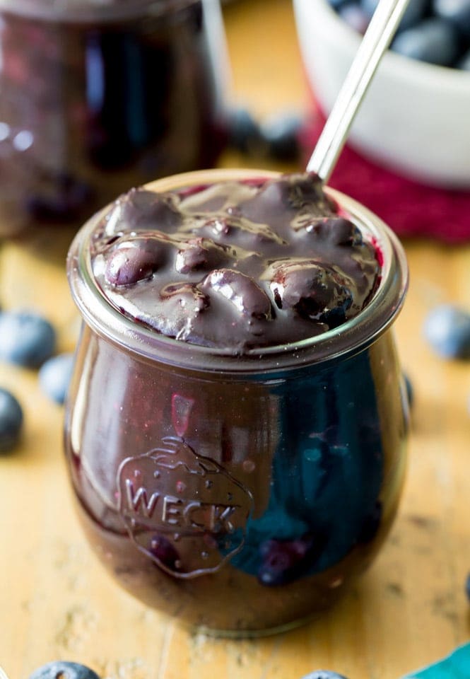 Blueberry compote in a jar