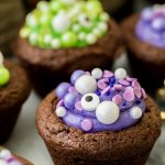 Halloween brownie with purple filling