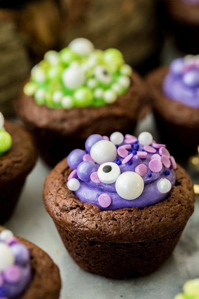 Halloween brownie with purple filling