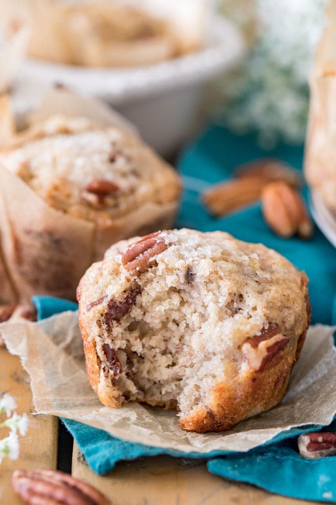 Banana Nut Muffin on parchment paper wrapper