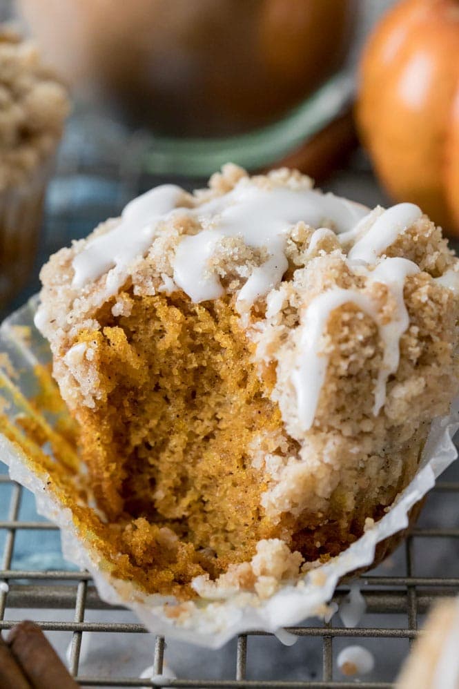 Pumpkin muffin on cooling rack, one of 12 best pumpkin recipes for fall