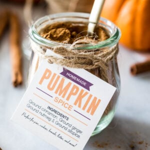 Pumpkin Pie Spice in jar with tag