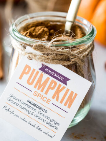 Pumpkin Pie Spice in jar with tag