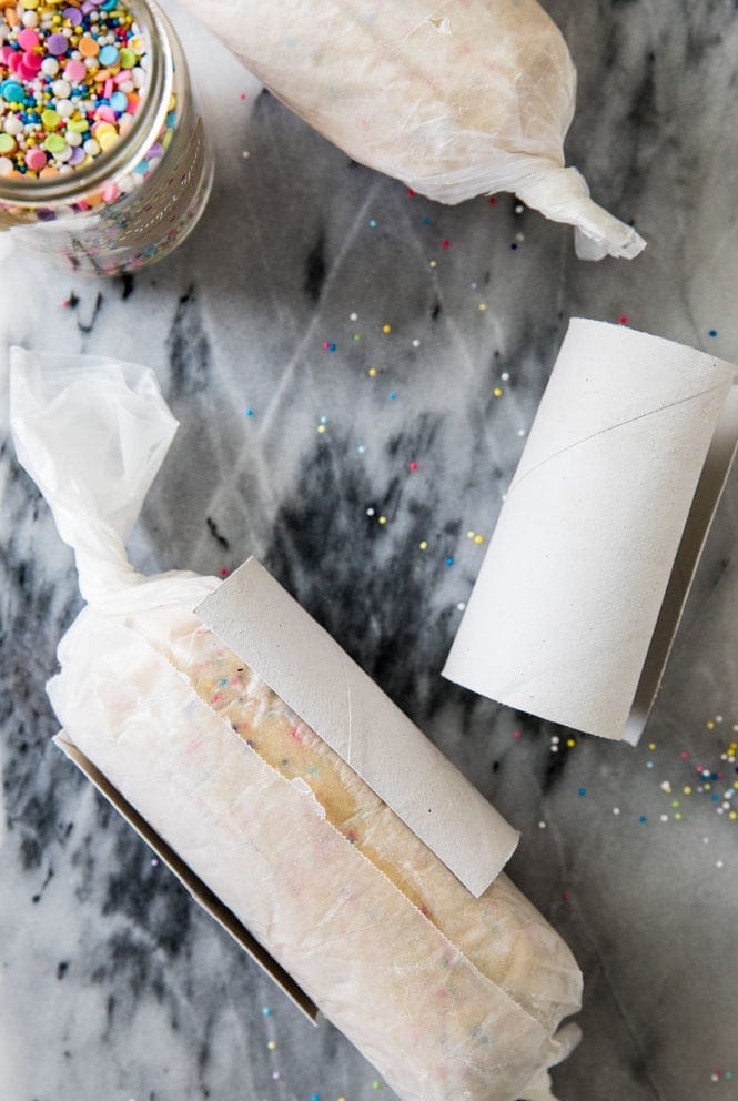 using paper towel rolls to keep slice & bake cookies round