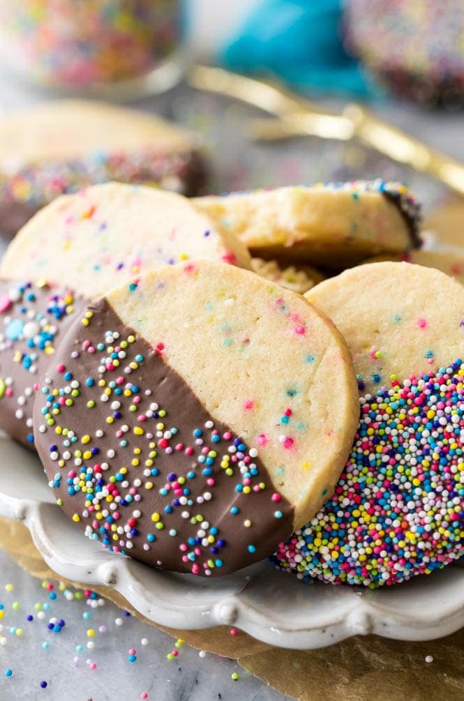 Slice and bake cookies dipped in chocolate