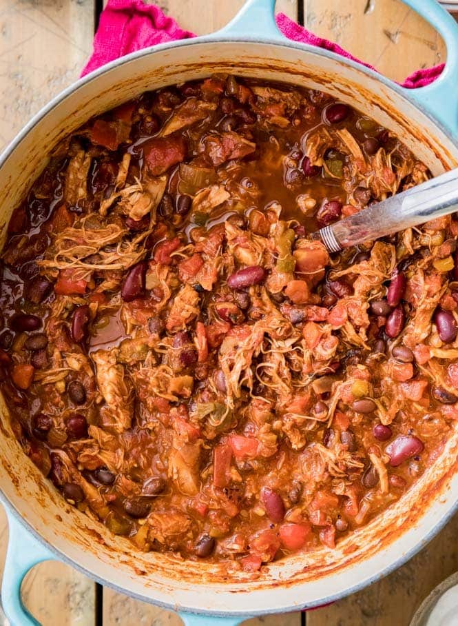 Cooking Turkey Chili in a Dutch oven