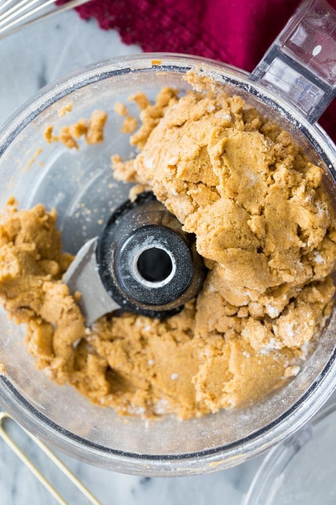 Making pumpkin scone dough in food processor