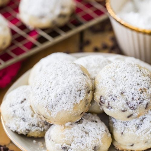 Snowball cookies on plate