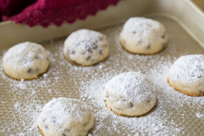 Snowball cookie on baking sheet