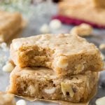 Two squares of blondies stacked