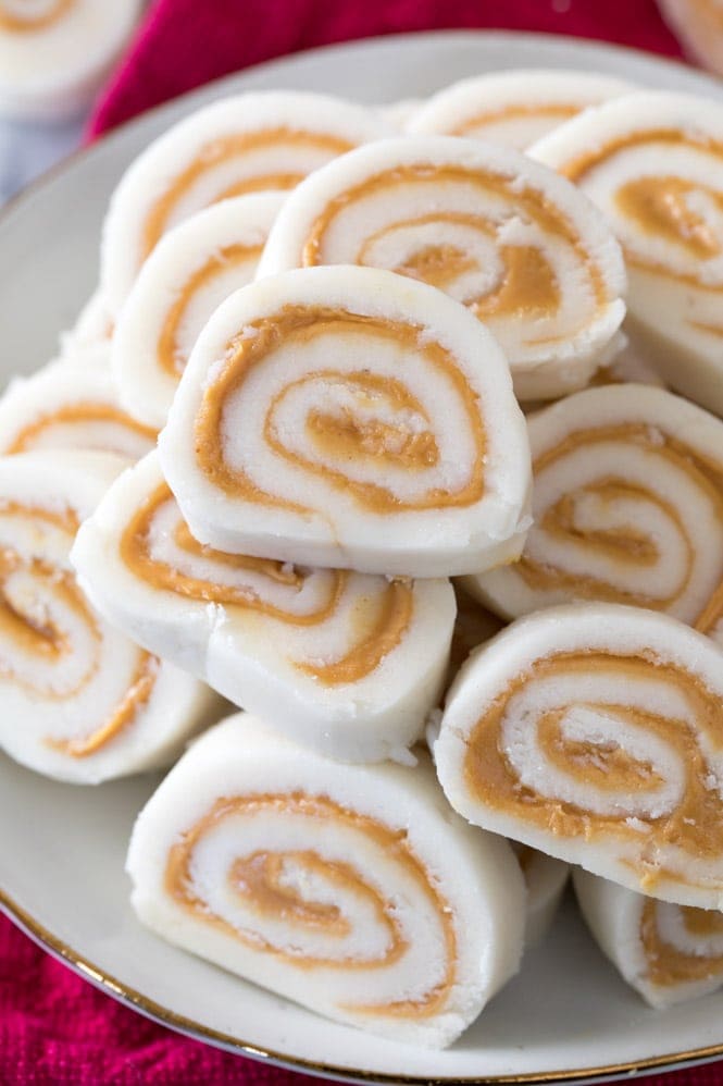 Peanut Butter Pinwheel Potato Candy Recipe on a plate