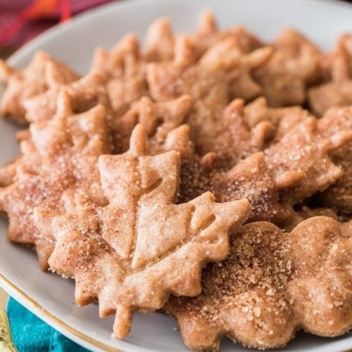 Maple leaf cookies on plate