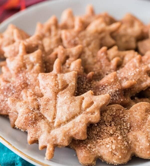 Maple leaf cookies on plate