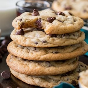 stack of 5 chocolate chip cookies