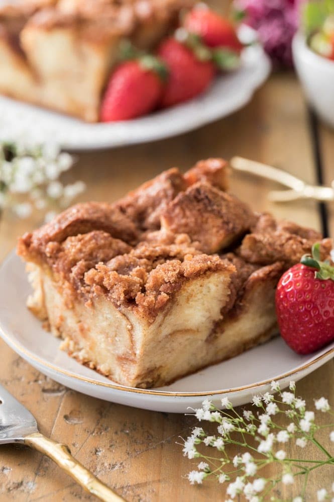 French toast casserole on plate