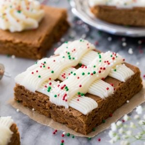 Gingerbread bar on marble surface