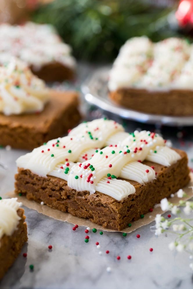 Gingerbread Cookie bar square with sprinkles