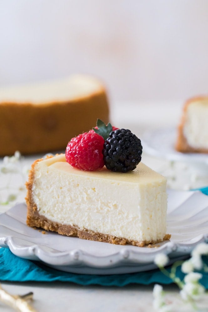 Creamy cheesecake with a bite out of it