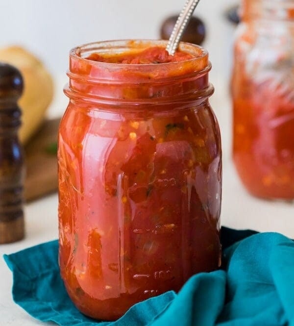 Marinara sauce in mason jar