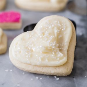 Heart shaped sugar cookies with icing
