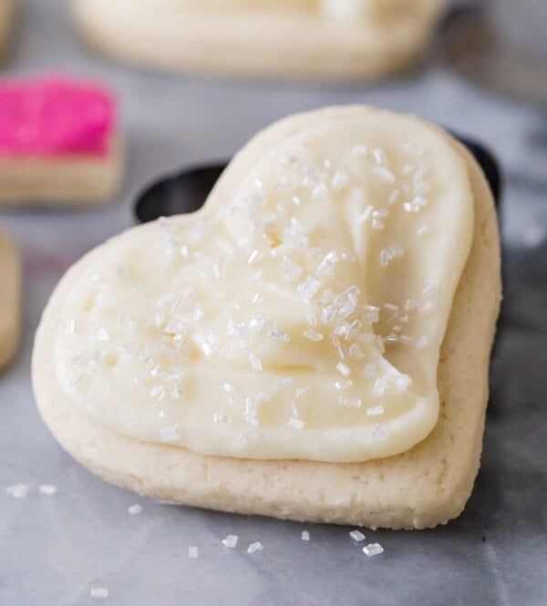Heart shaped sugar cookies with icing
