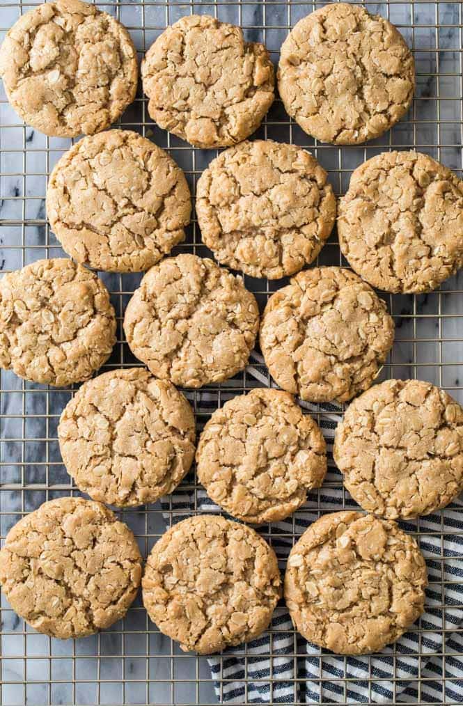 chewy oatmeal cookies cooling on cooling rack